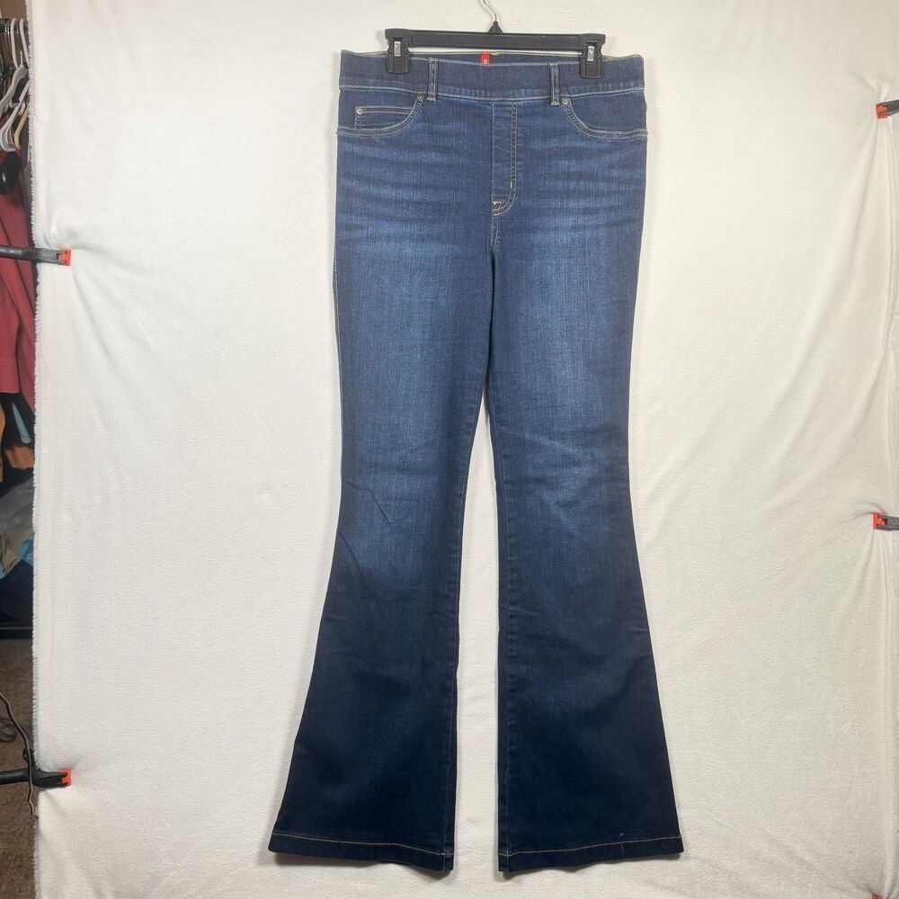 Spanx Pull On Bootcut Jeans Women's Large Blue Stretch Shaping High Rise